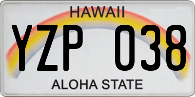 HI license plate YZP038