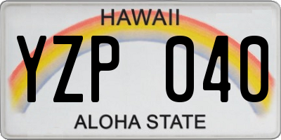 HI license plate YZP040