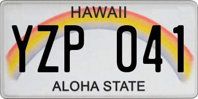 HI license plate YZP041