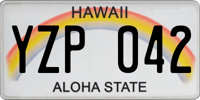HI license plate YZP042