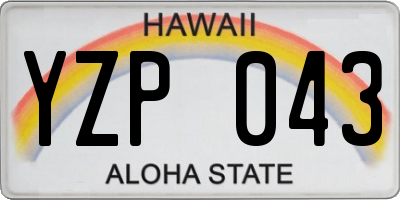 HI license plate YZP043