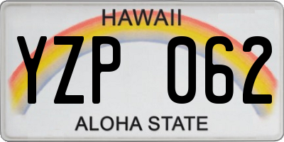 HI license plate YZP062