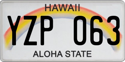 HI license plate YZP063