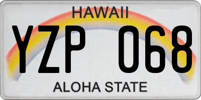 HI license plate YZP068