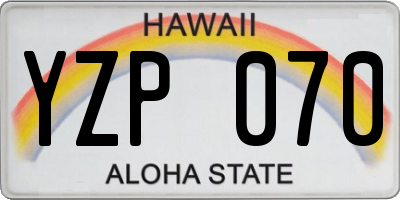 HI license plate YZP070
