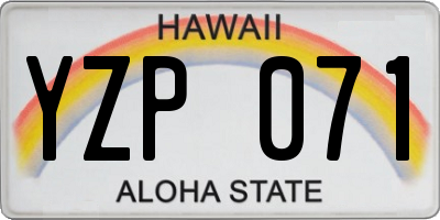 HI license plate YZP071