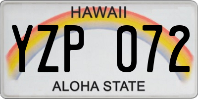 HI license plate YZP072