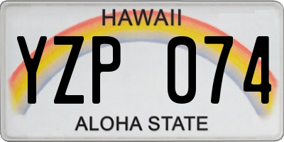 HI license plate YZP074