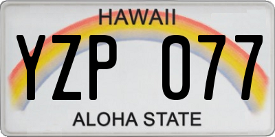 HI license plate YZP077