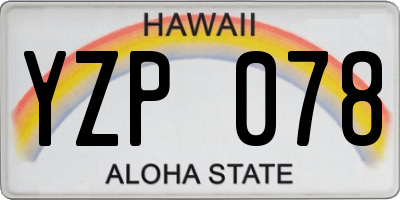 HI license plate YZP078