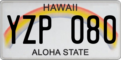 HI license plate YZP080