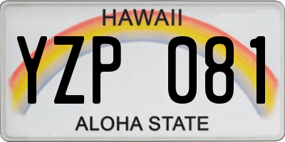 HI license plate YZP081