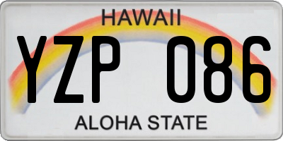 HI license plate YZP086