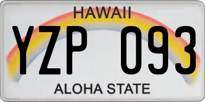 HI license plate YZP093