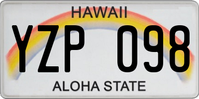 HI license plate YZP098