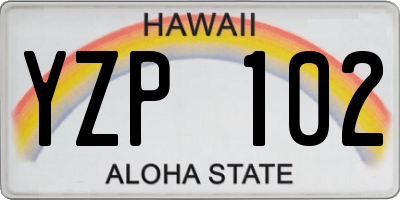 HI license plate YZP102