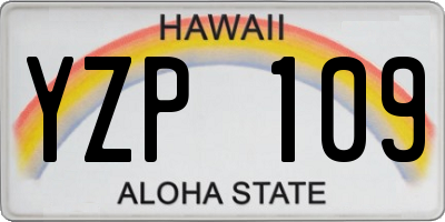 HI license plate YZP109
