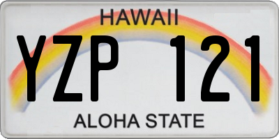 HI license plate YZP121