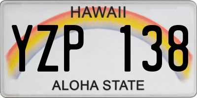 HI license plate YZP138