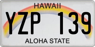 HI license plate YZP139