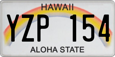 HI license plate YZP154