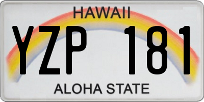 HI license plate YZP181