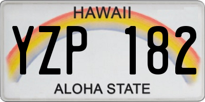 HI license plate YZP182
