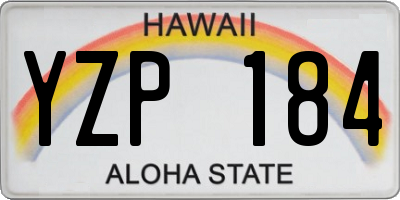 HI license plate YZP184
