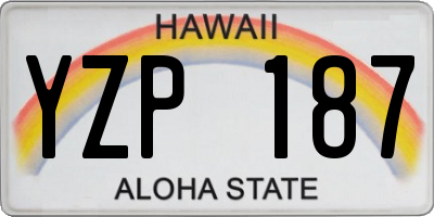 HI license plate YZP187