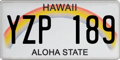 HI license plate YZP189