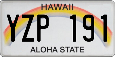 HI license plate YZP191