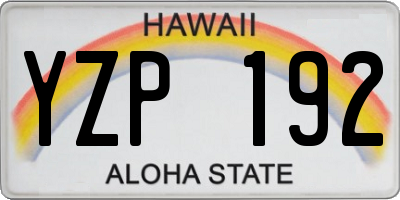 HI license plate YZP192