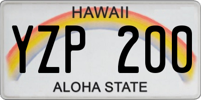 HI license plate YZP200