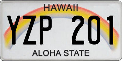 HI license plate YZP201