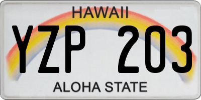 HI license plate YZP203