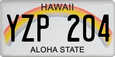 HI license plate YZP204