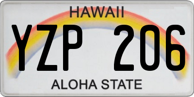 HI license plate YZP206