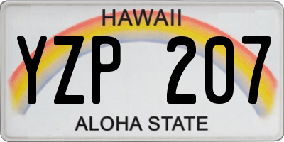 HI license plate YZP207