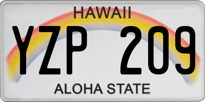 HI license plate YZP209