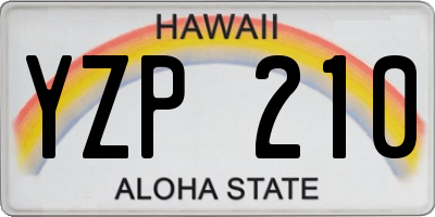 HI license plate YZP210
