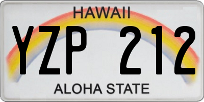 HI license plate YZP212