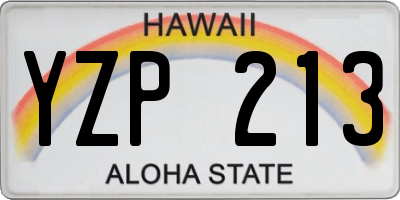 HI license plate YZP213