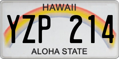 HI license plate YZP214