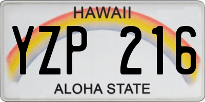 HI license plate YZP216