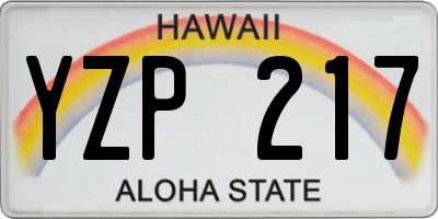 HI license plate YZP217