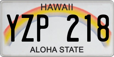 HI license plate YZP218