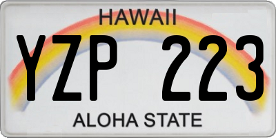 HI license plate YZP223