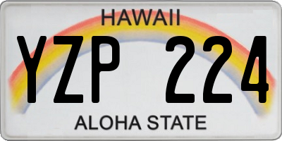 HI license plate YZP224