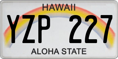 HI license plate YZP227