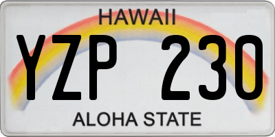 HI license plate YZP230